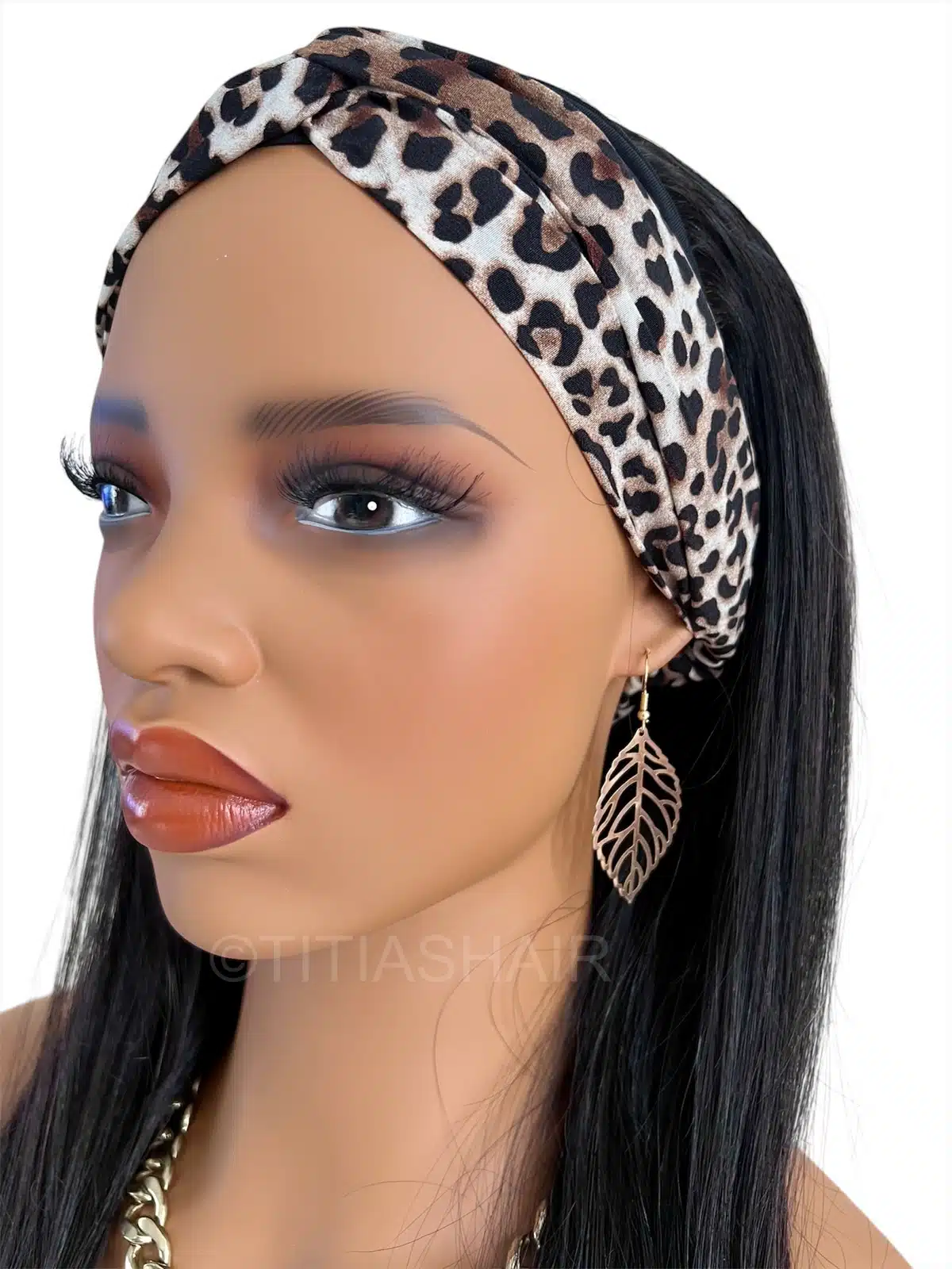 perruque bandeau leopard 18 pouces lisse