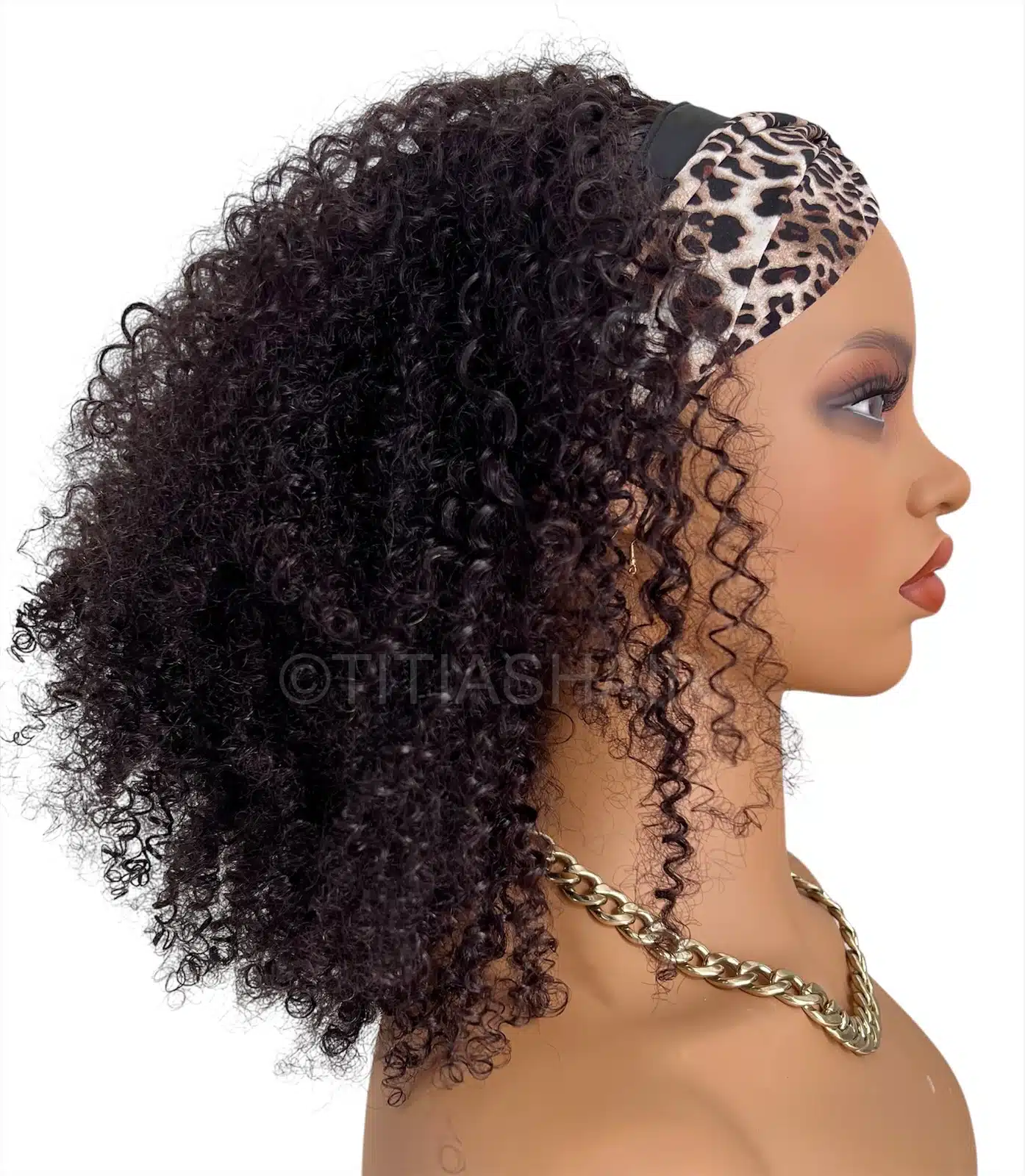 perrque bandeau leopard kinky curly